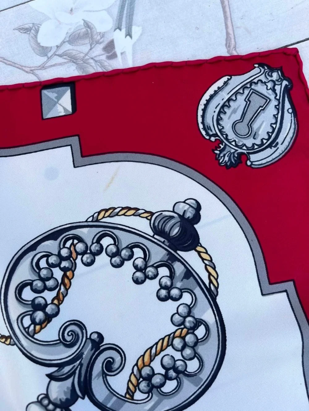 Hermes Red and Cream Key Motif Wall Tapestry